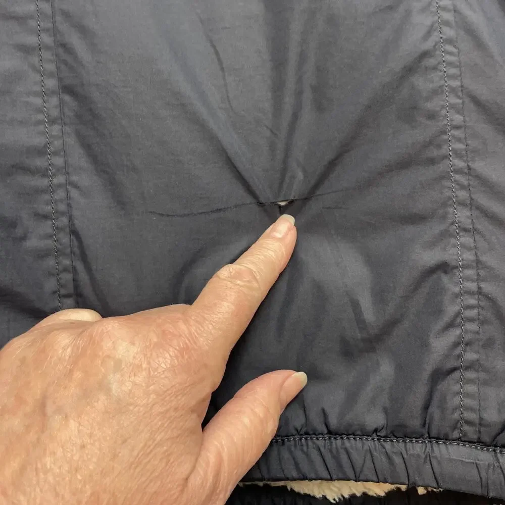 Abercrombie & Fitch Bomber Jacket Mens M Navy‎ Sherpa Lined Logo Sleeve Patch